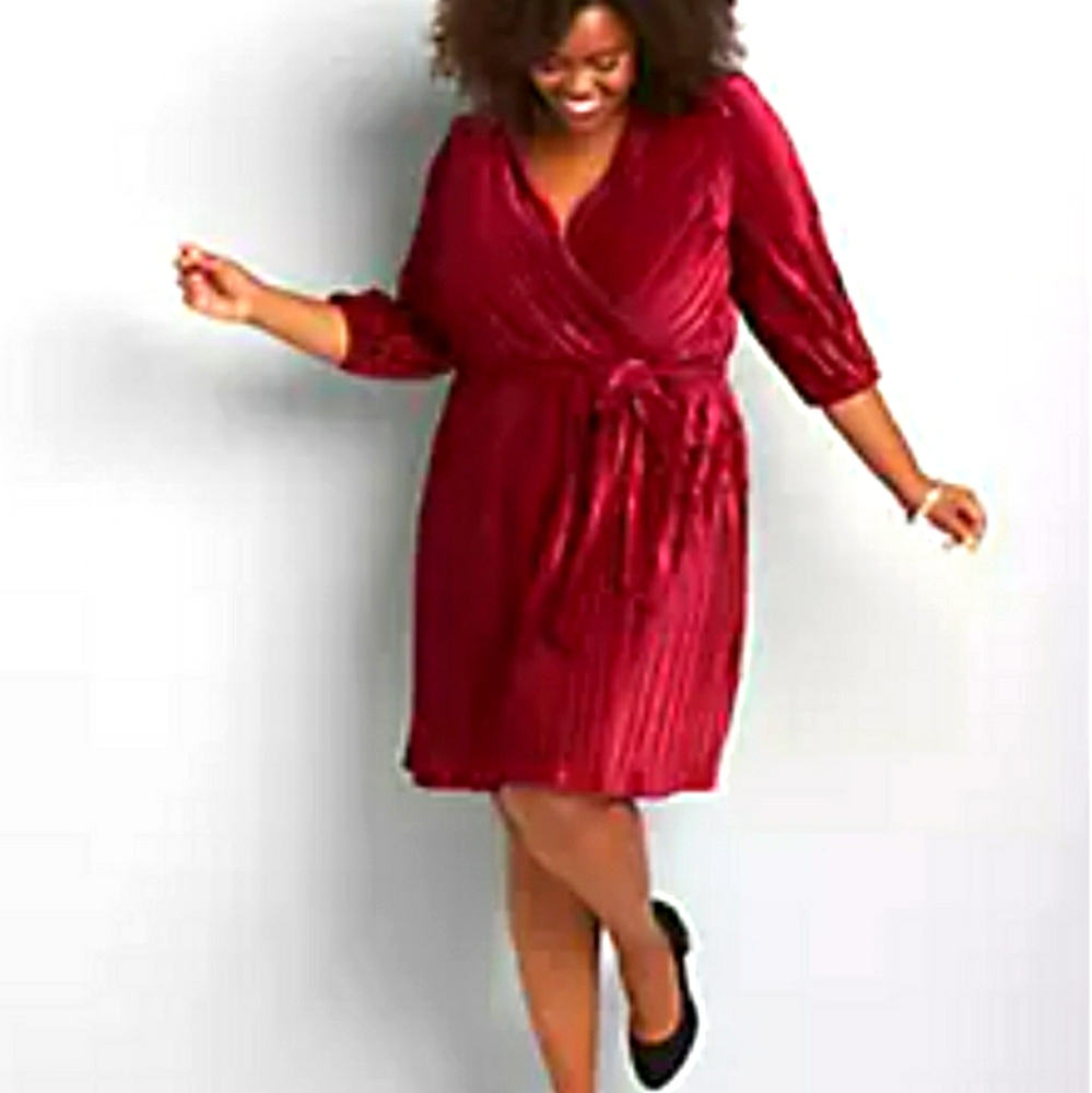 Lane Bryant velvet crossover fit & flare